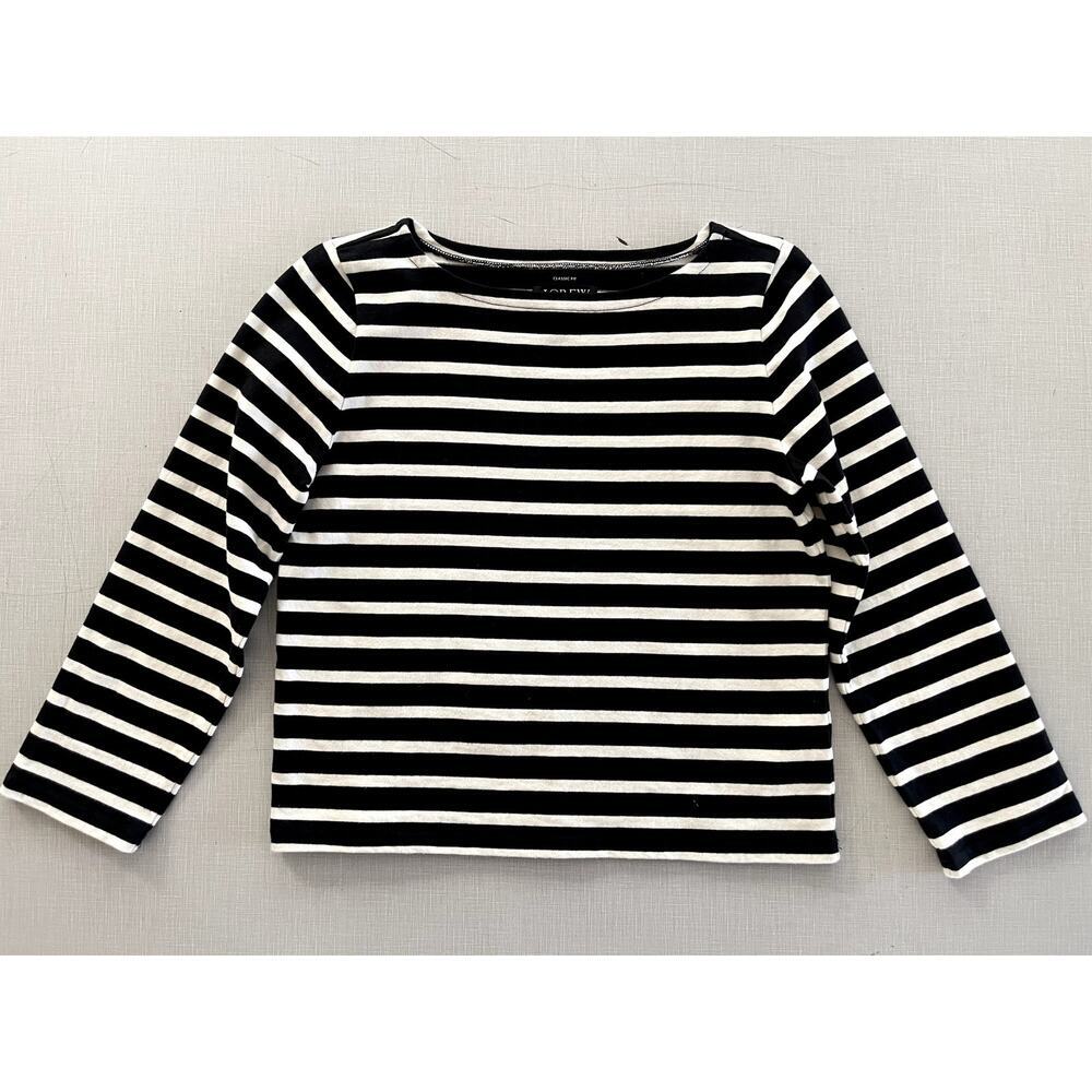 J Crew Sz XS Classic Mariner Cloth T-Shirt Black Boatneck Stripe Preppy Nautical - Picture 4 of 12